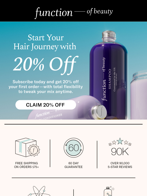Newsletter preview: Welcome to your best hair yet! Here's 20% off