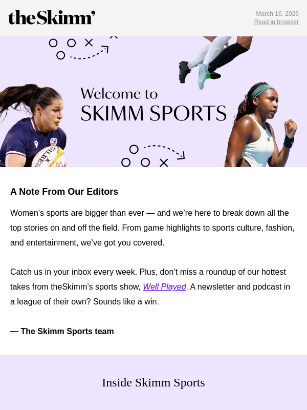 Newsletter preview: Welcome to Skimm Sports