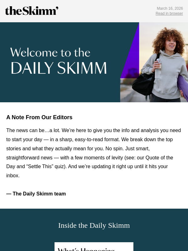 Newsletter preview: Welcome to the Daily Skimm