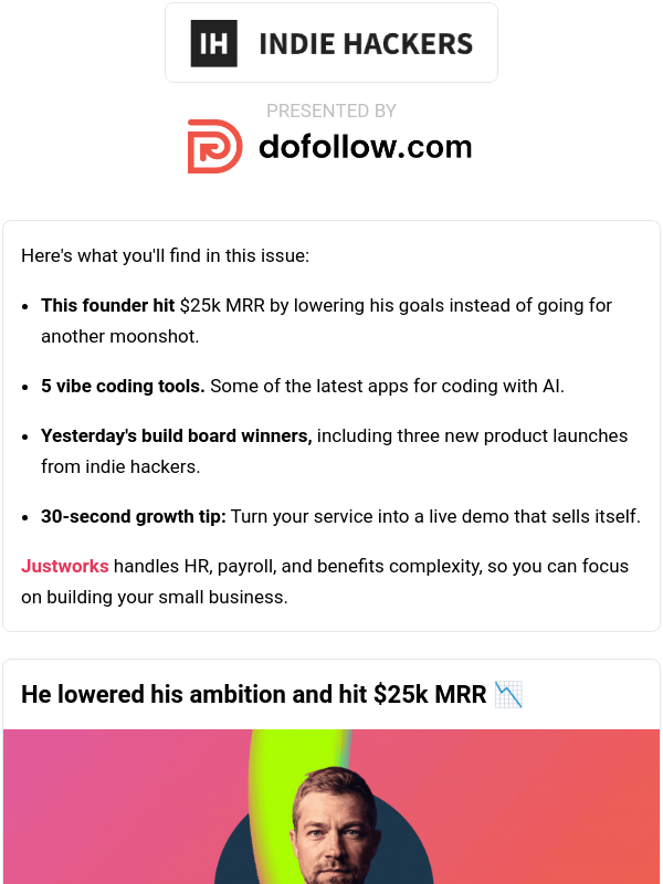 Newsletter preview: 🗞️ What's New: $25k MRR by lowering goals, demo sells itself, roadmaps became to-do lists