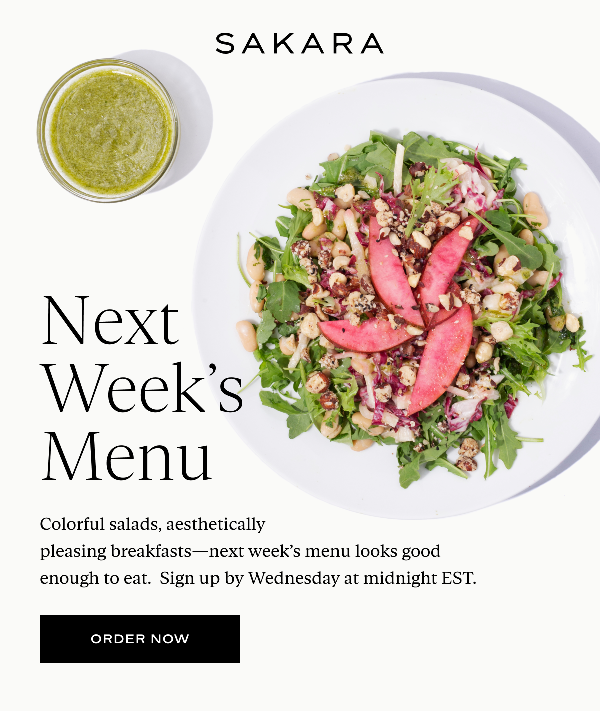 Next Week's Menu: Colorful salads, aesthetically pleasing breakfasts—next week’s menu looks good enough to eat.&nbsp; Sign up by Wednesday at midnight EST.