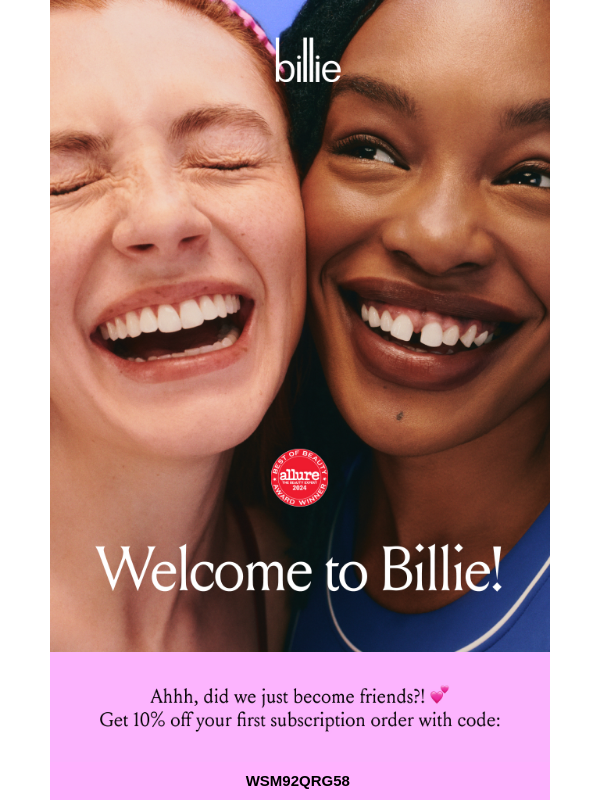 Newsletter preview: Welcome to Billie 👋💕