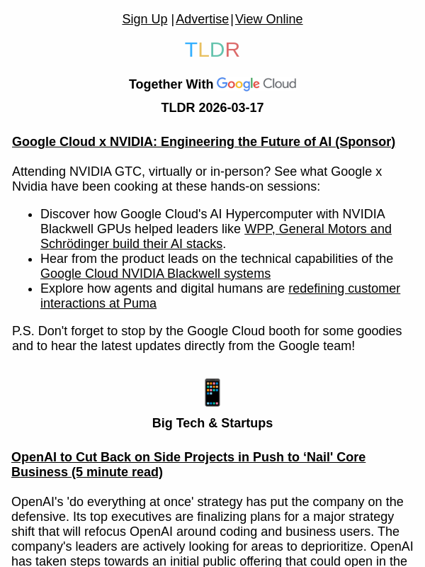 Newsletter preview: OpenAI's pivot 🤖, Nvidia space GPUs 🛰️, Stripe's internal dev agent 👨‍💻