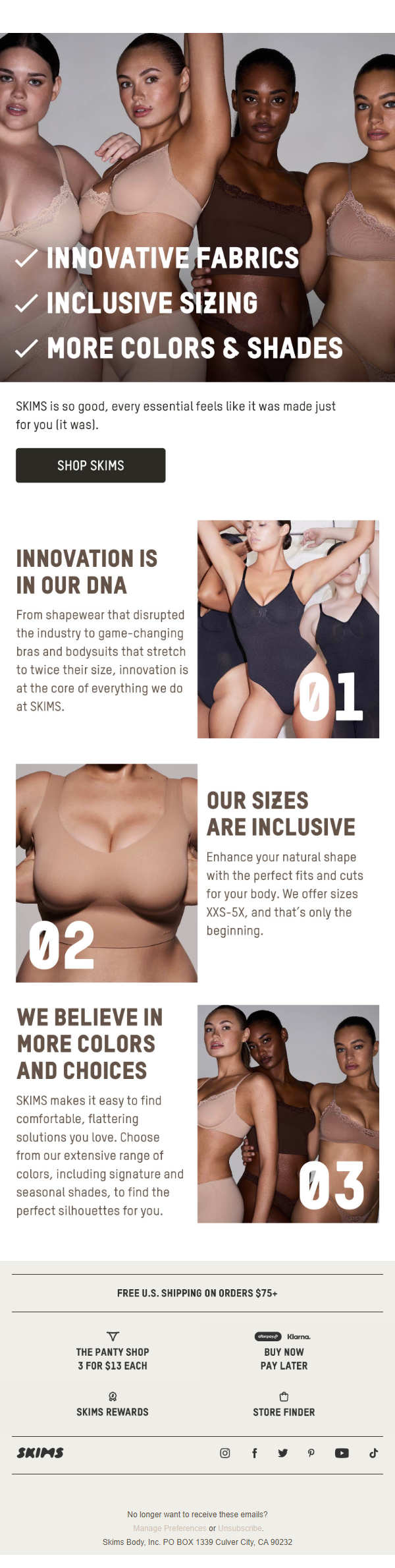 Newsletter preview: More styles. More sizes. More shades.