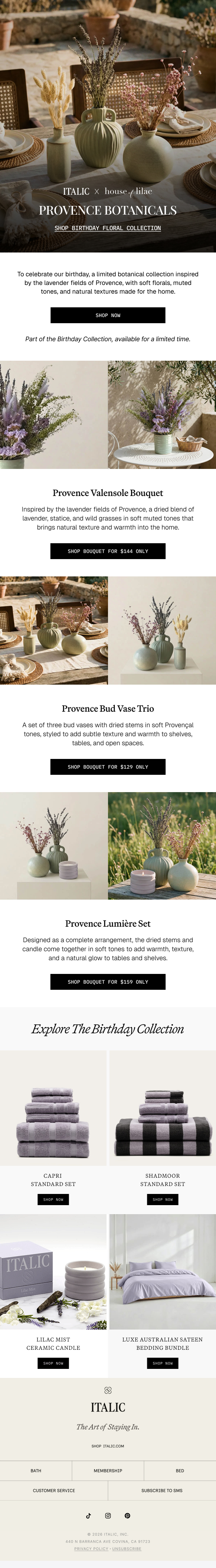 Newsletter preview: NEW: Dreamy Lavender Florals & Artisanal Vases
