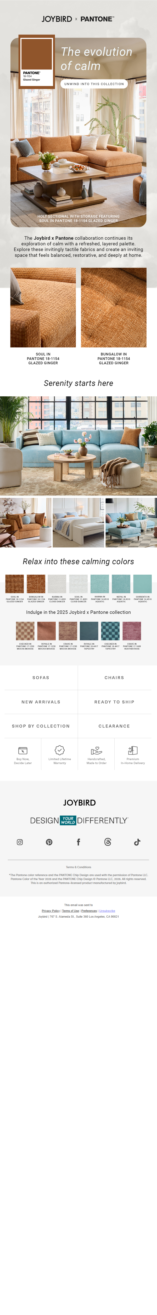 Newsletter preview: Meet the newest addition to Joybird x Pantone
