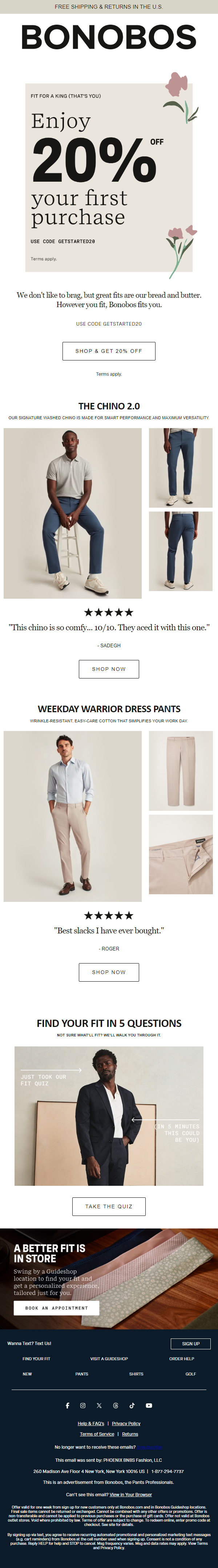 Newsletter preview: 20% Off: Great Fits Are Kind of Our Thing