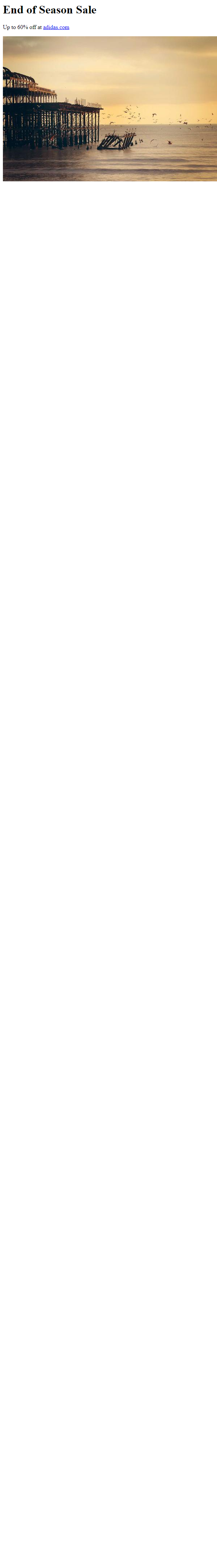 Newsletter preview: Adidas End of Season Sale