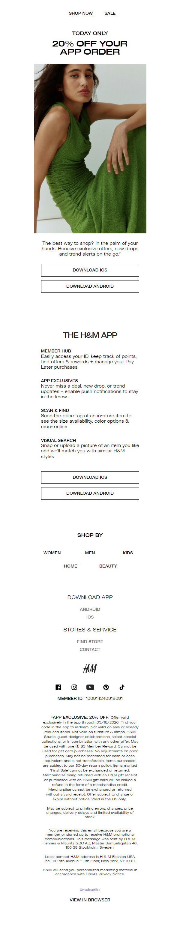Newsletter preview: 20% off — exclusively in the app