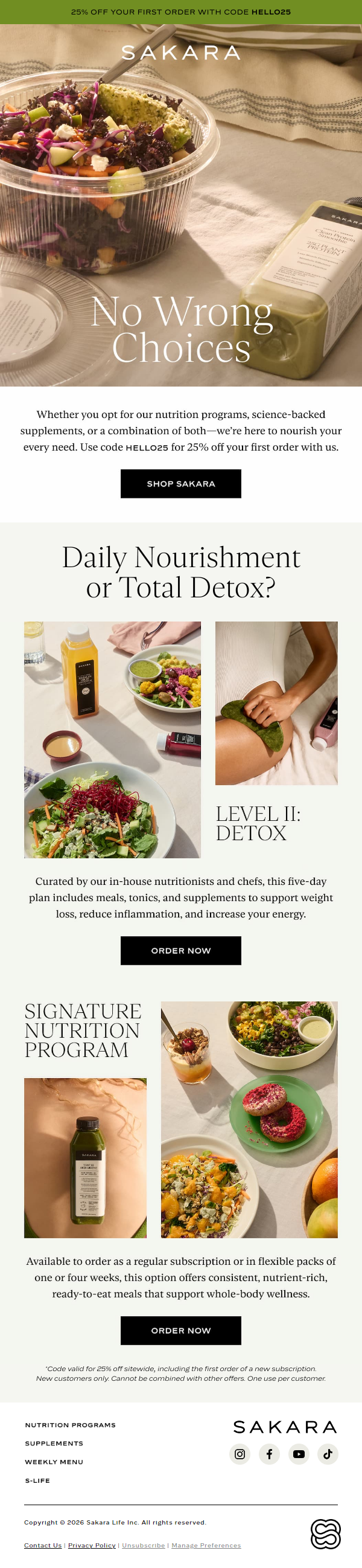 Newsletter preview: Start Eating with Sakara