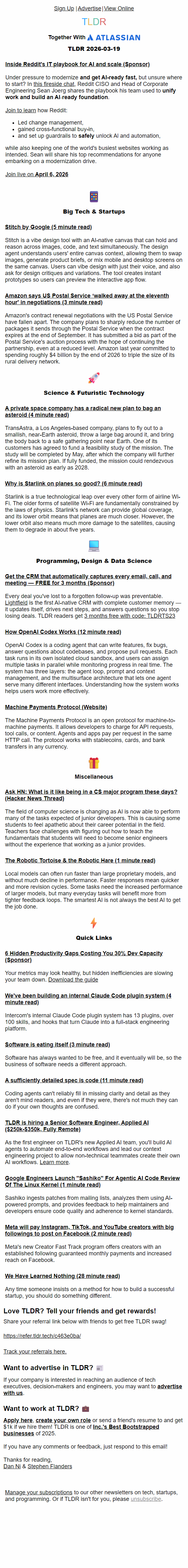 Newsletter preview: Amazon vs USPS 📪, Google's vibe designer 🧑‍🎨, how Codex works 🤖