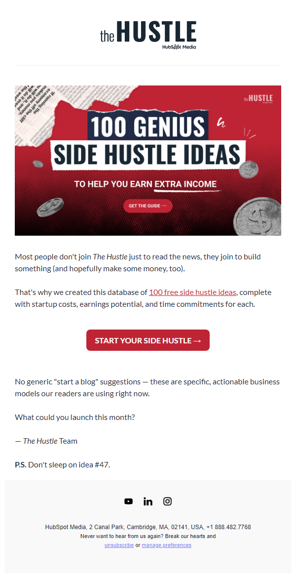 Newsletter preview: 💰 100 side hustles you can start right now