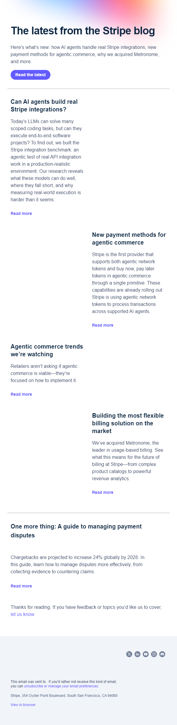 Newsletter preview: What’s new on the Stripe blog