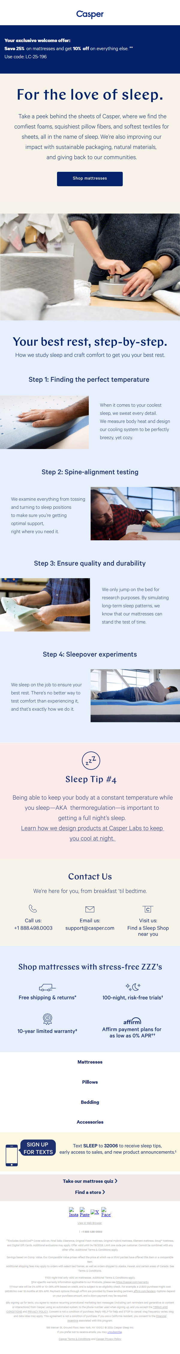Newsletter preview: Our best welcome offer: 25% off mattresses.