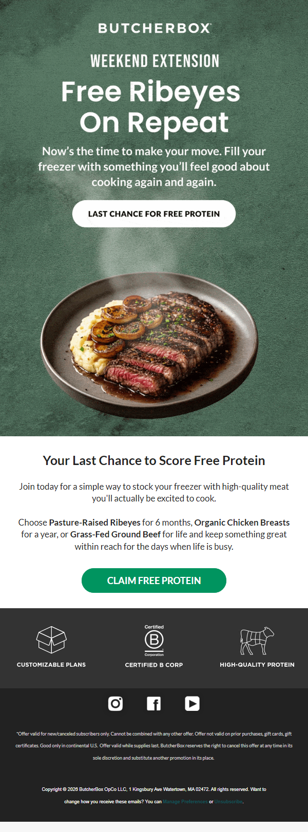 Newsletter preview: 💥 FREE Ribeyes on repeat!
