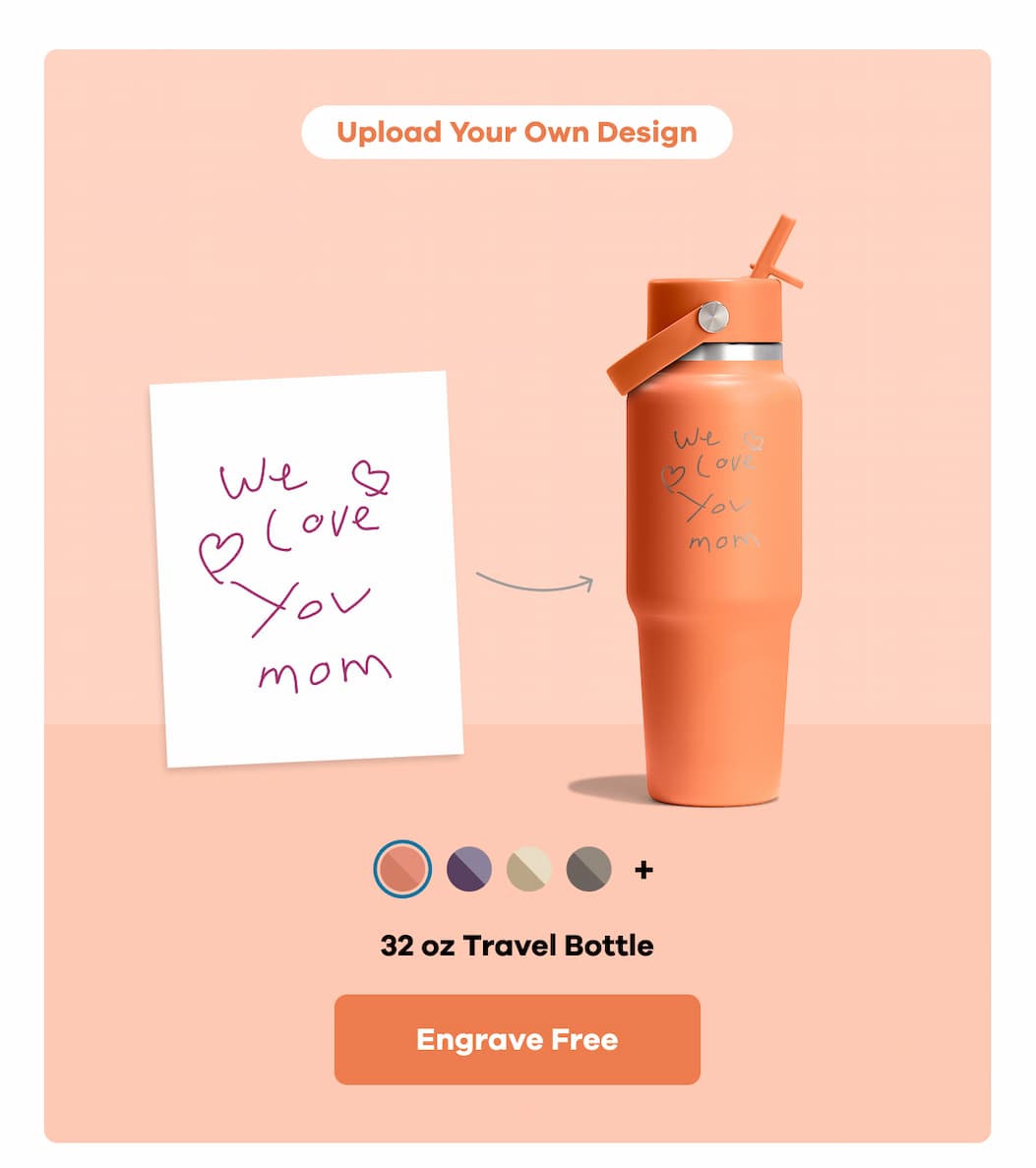 Upload Your Own Design. 32 oz Travel Bottle | Engrave Free