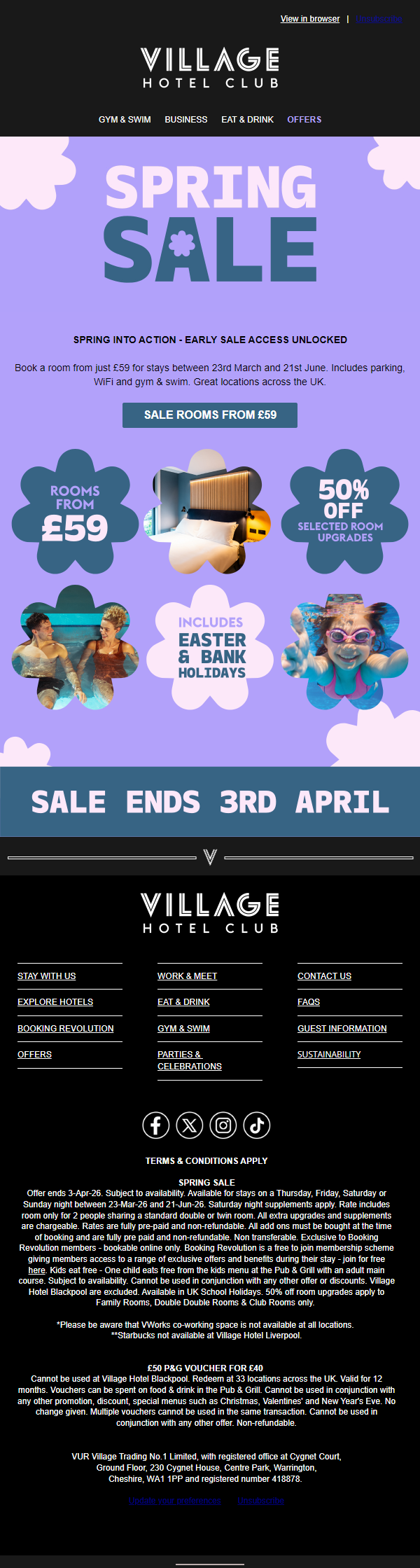 Newsletter preview: Spring sale! ☀️ Rooms from £59