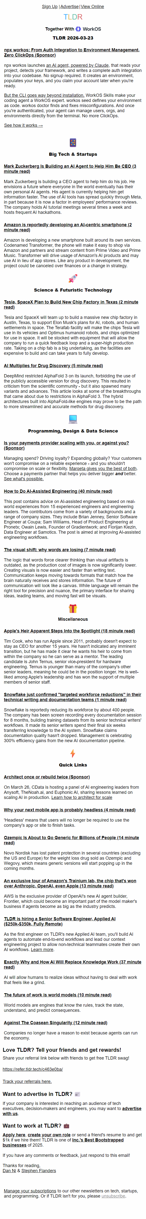 Newsletter preview: Meta's CEO Agent 🤖, Amazon's AI phone 📱, Spacex + Tesla chip factory ⚡ 