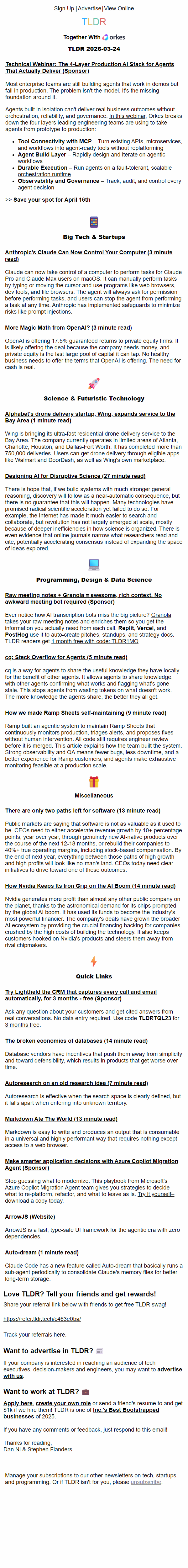 Newsletter preview: Claude computer use 🤖, Alphabet drone delivery 🚁, self-maintaining software 👨‍💻 