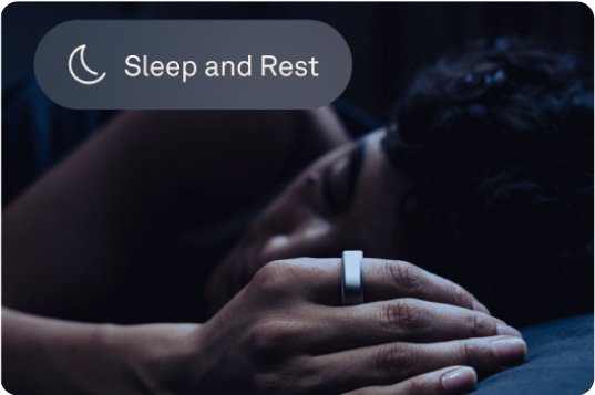Sleep and Rest: Person with Oura Ring on