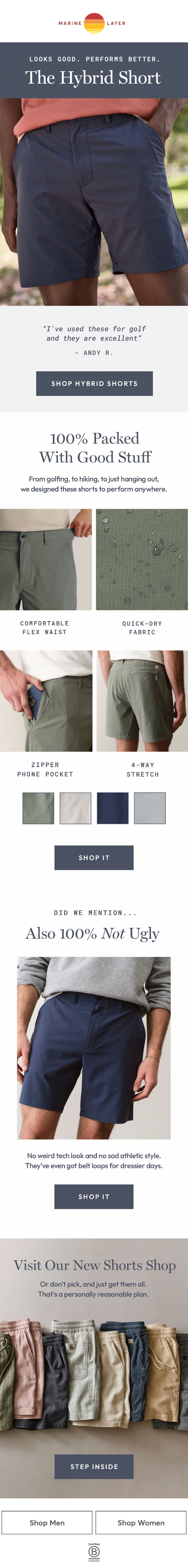 Newsletter preview: FORE! New Golf Shorts are Here