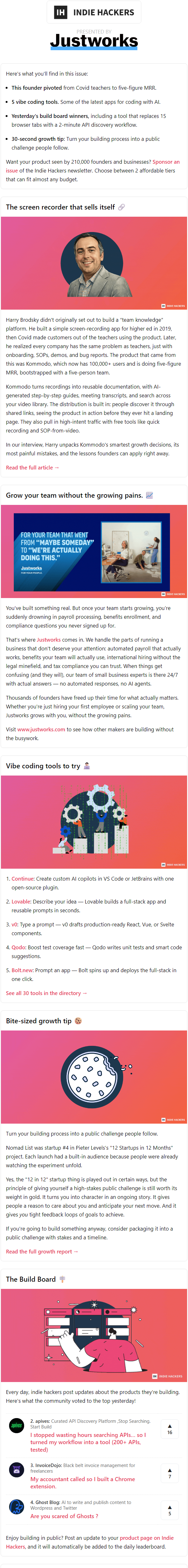 Newsletter preview: 🗞️ What's New: Screen recordings doing 5-figure MRR, grow via public challenges, no AI = tradwork