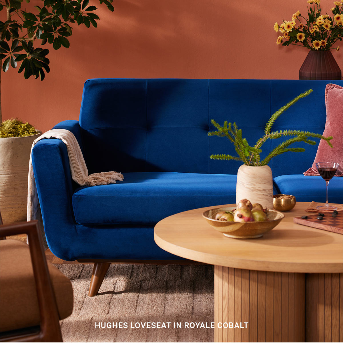 HUGHES LOVESEAT IN ROYALE COBALT