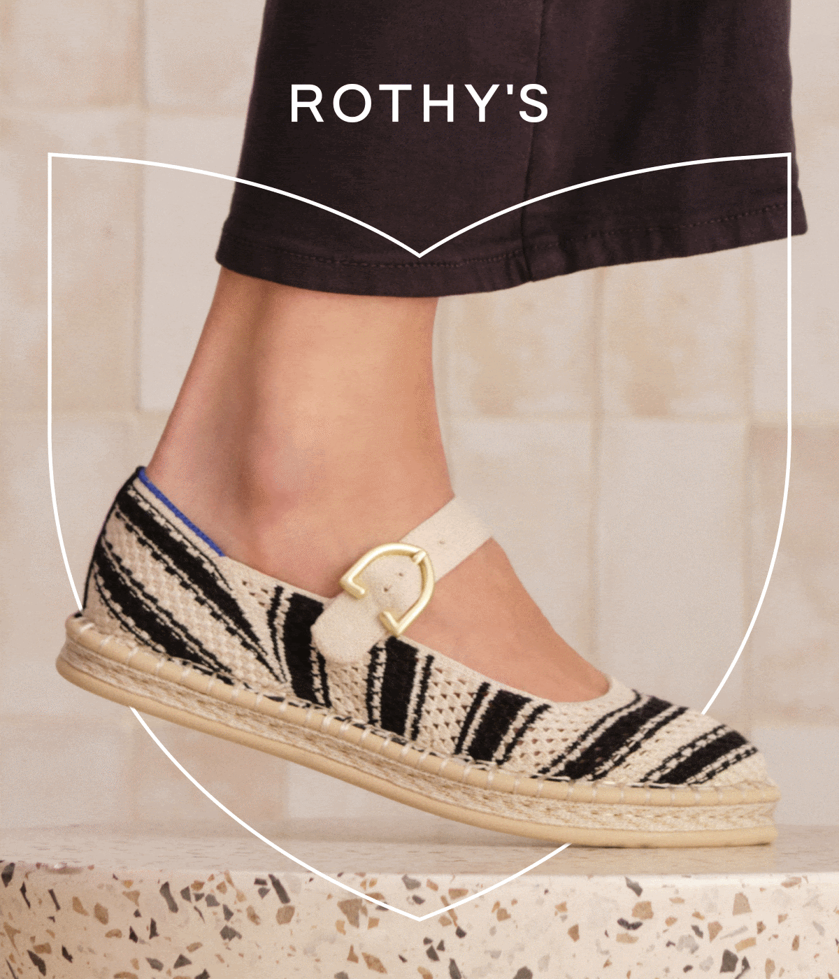 New! Striped Espadrille Mary Jane