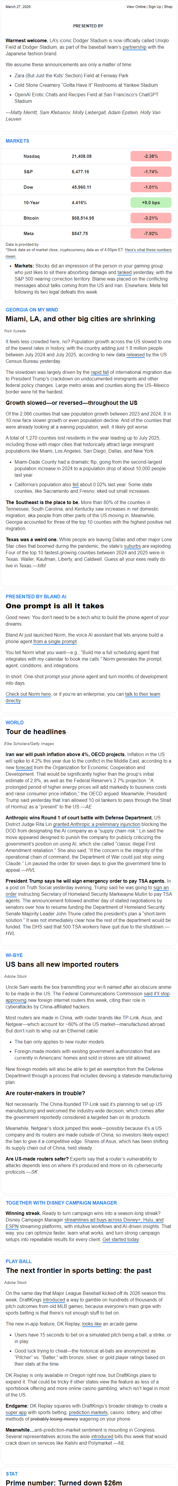 Newsletter preview: ☕️ Miami exodus