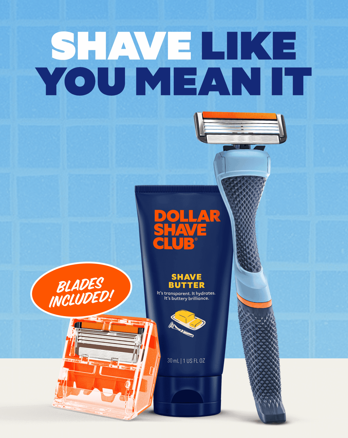 The Classic 4B Razor (2ct) Diamond Grip Handle (Blue/Green/Black) Shave Butter (1oz)