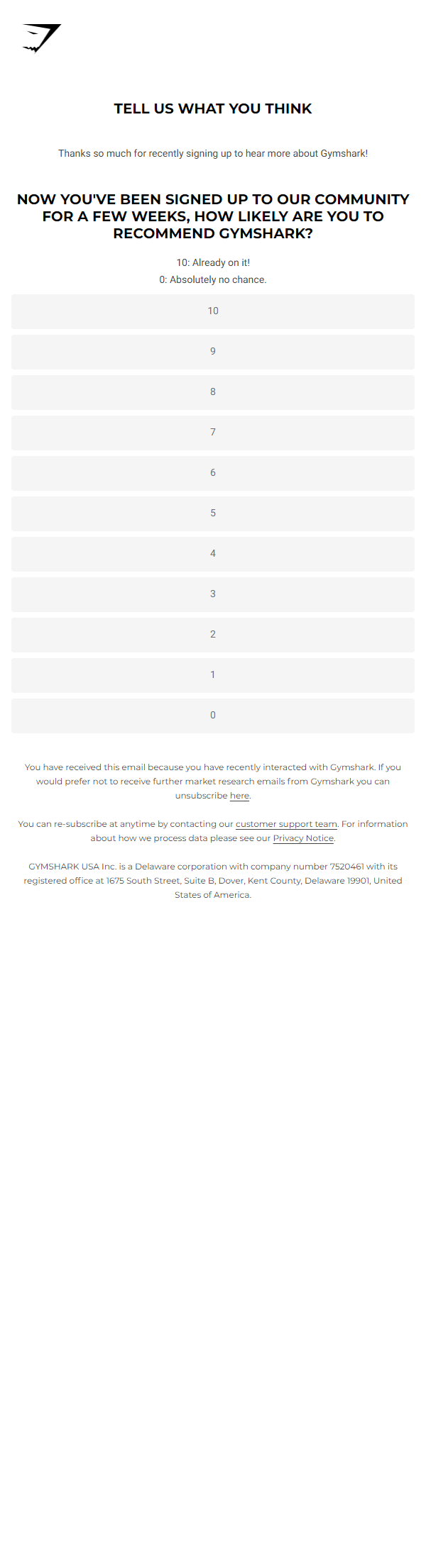 Newsletter preview: Help us build a better Gymshark 🤝