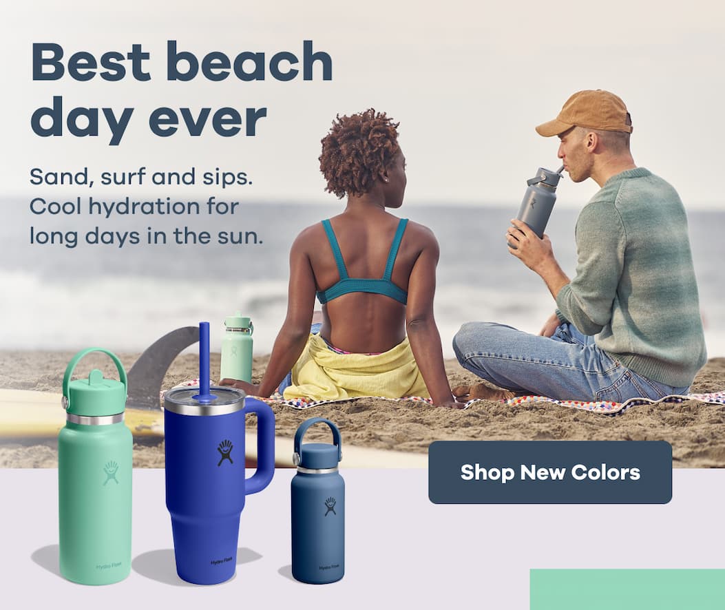 Best beach day ever. Sand, surf and sips. Cool hydration for long days in the sun. | Shop New Colors