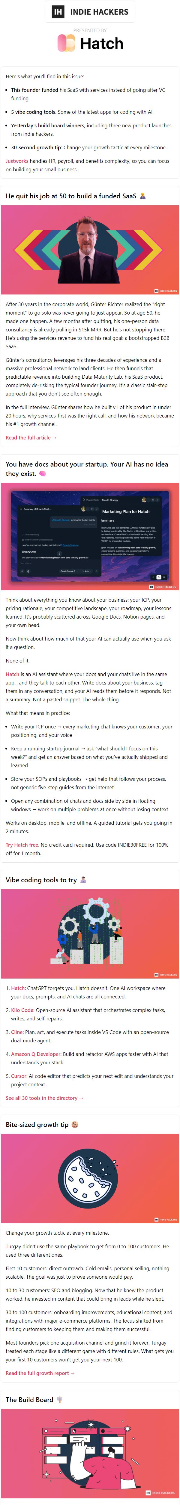 Newsletter preview: 🗞️ What's New: Quitting at 50 to start a startup, change your growth tactic, an unnatural lifestyle