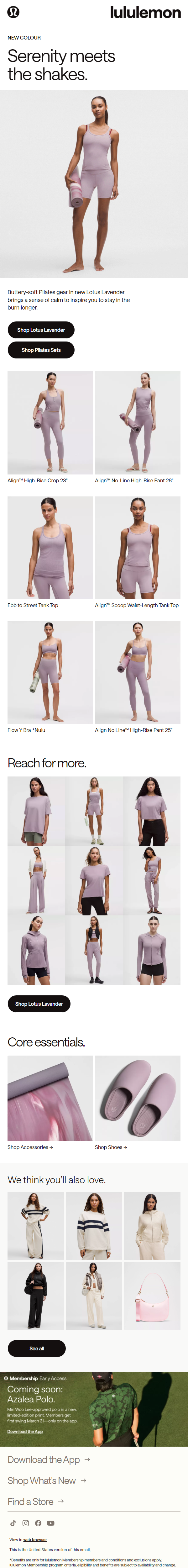 Newsletter preview: New in: Lotus Lavender Pilates gear