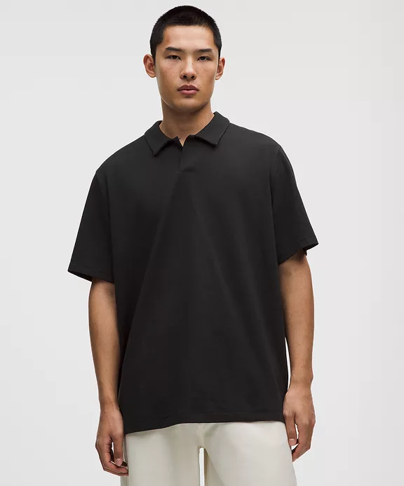 Pique Performance Johnny-Collar Short-Sleeve Shirt