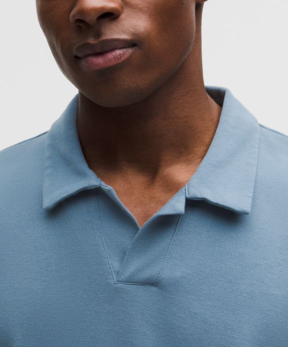 Pique Performance Johnny-Collar Short-Sleeve Shirt