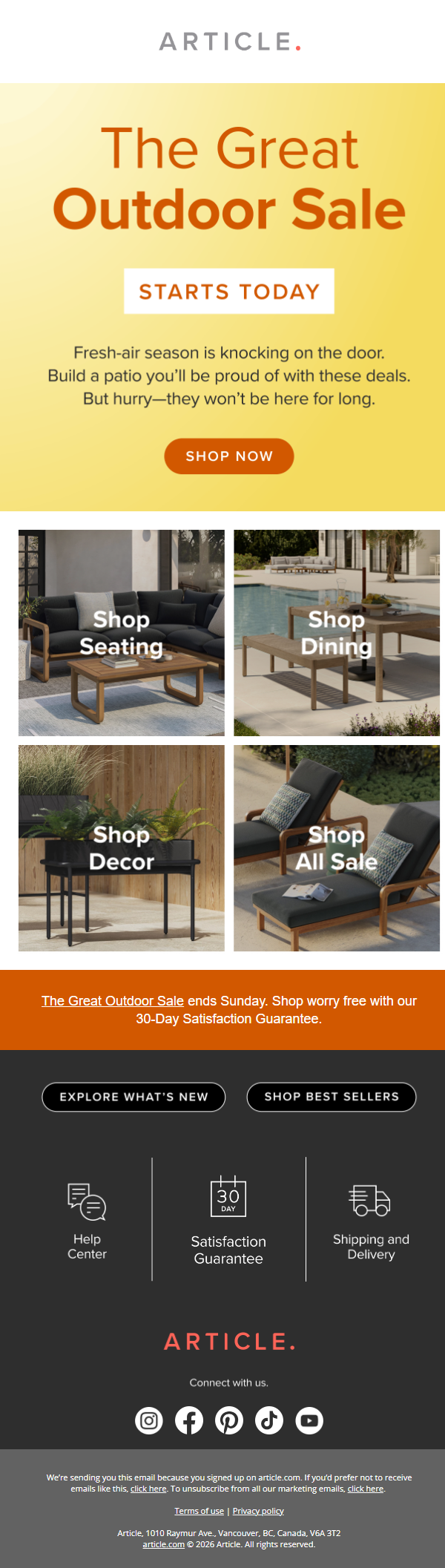 Newsletter preview: The Great Outdoor Sale