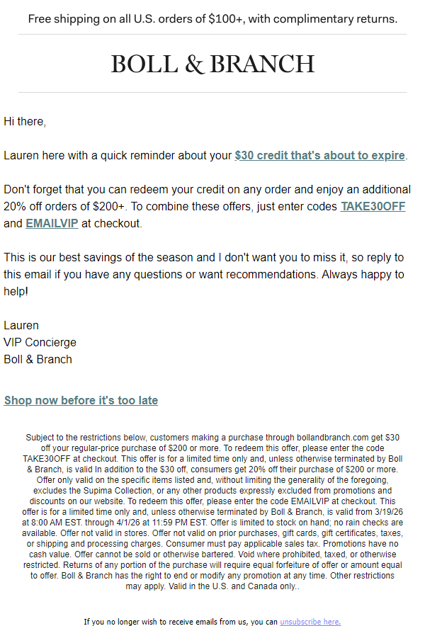 Newsletter preview: FYI: Your $30 credit is about to expire