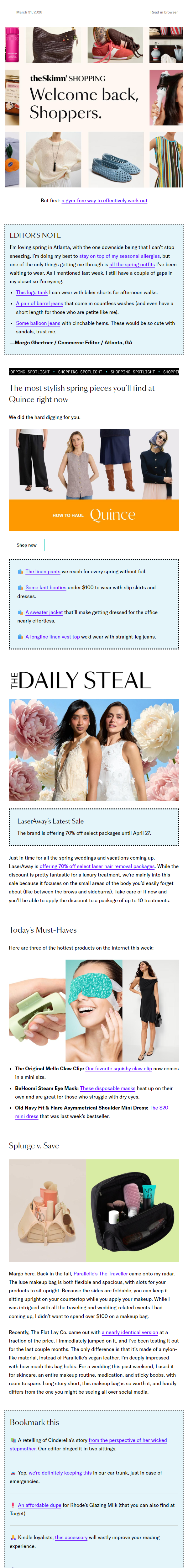 Newsletter preview: Stylish spring pieces at Quince