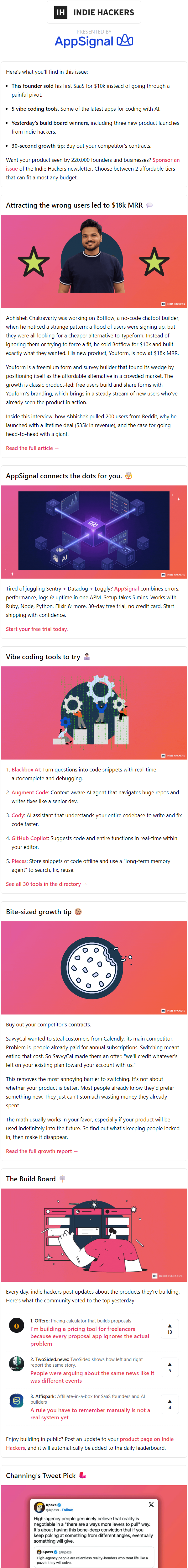Newsletter preview: 🗞️ What's New: $18k MRR from unexpected users, buying out competitor contracts, high-agency Monday