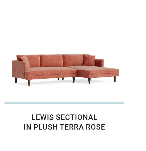 LEWIS SECTIONAL IN PLUSH TERRA ROSE