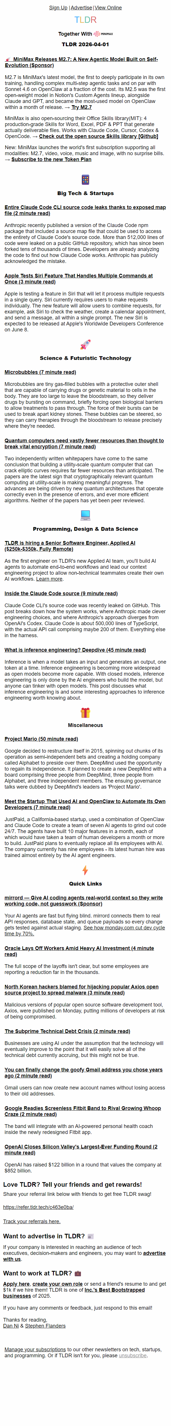 Newsletter preview: Claude Code leaks 🤖, inside DeepMind 🧠, inference engineering 🧑‍💻