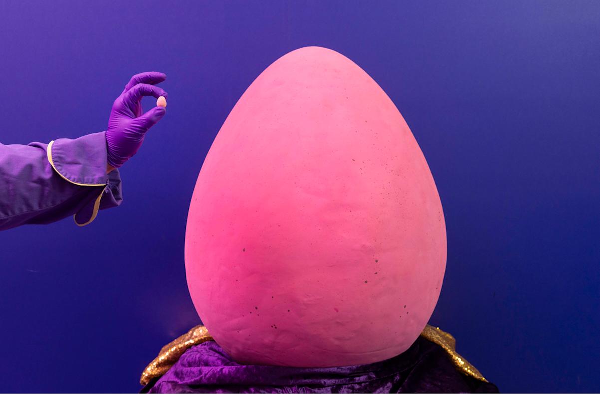 General view of the ‘Mega Mini Egg’, the world’s largest Cadbury Mini Egg, unveiled at Cadbury World in Birmingham. 