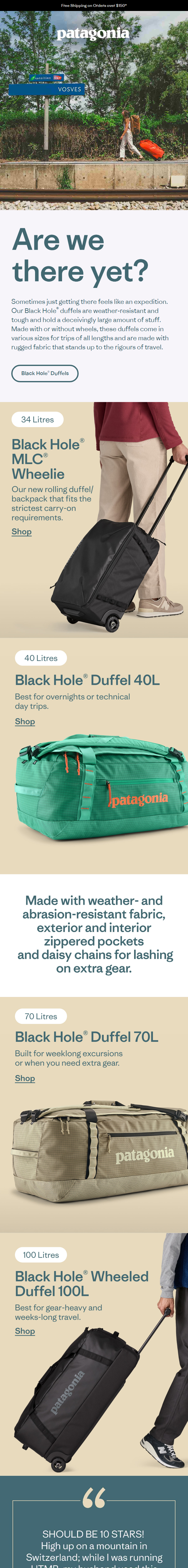 Newsletter preview: Duffels for long journeys