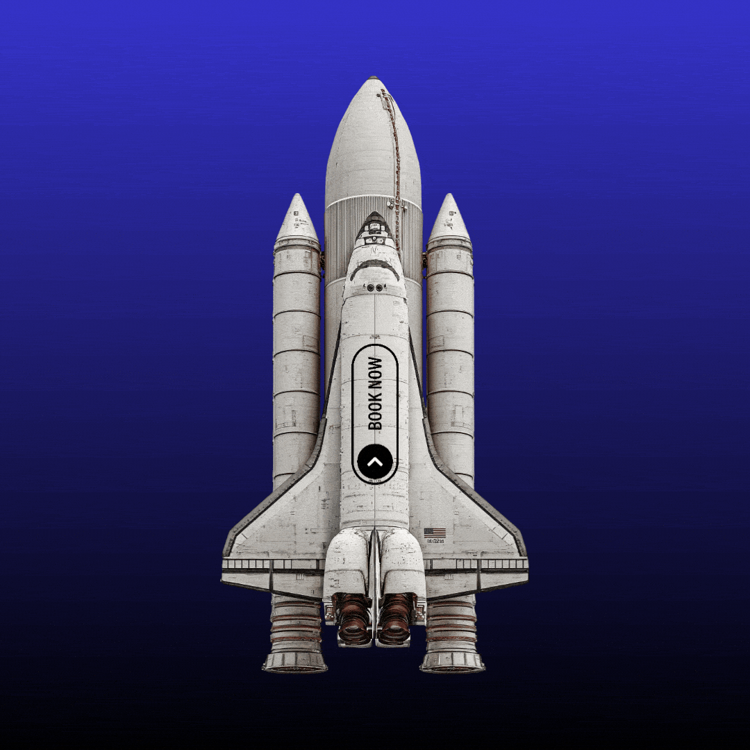 A rocket ship taking off. 