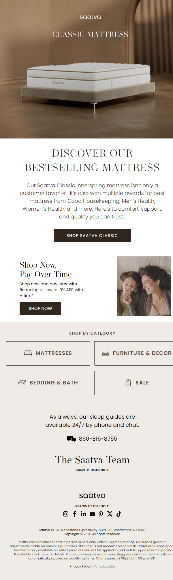 Newsletter preview: See Why the Saatva Classic Is Our Bestseller