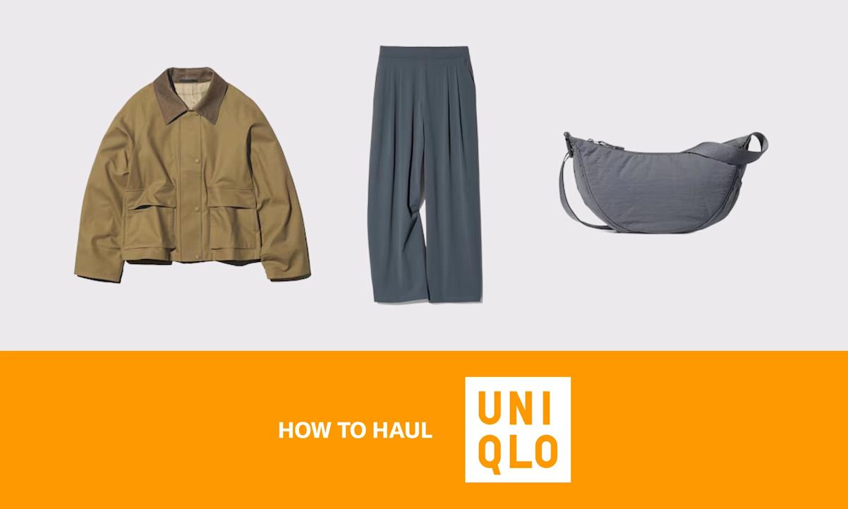 barn jacket, activewear pants, sling bag