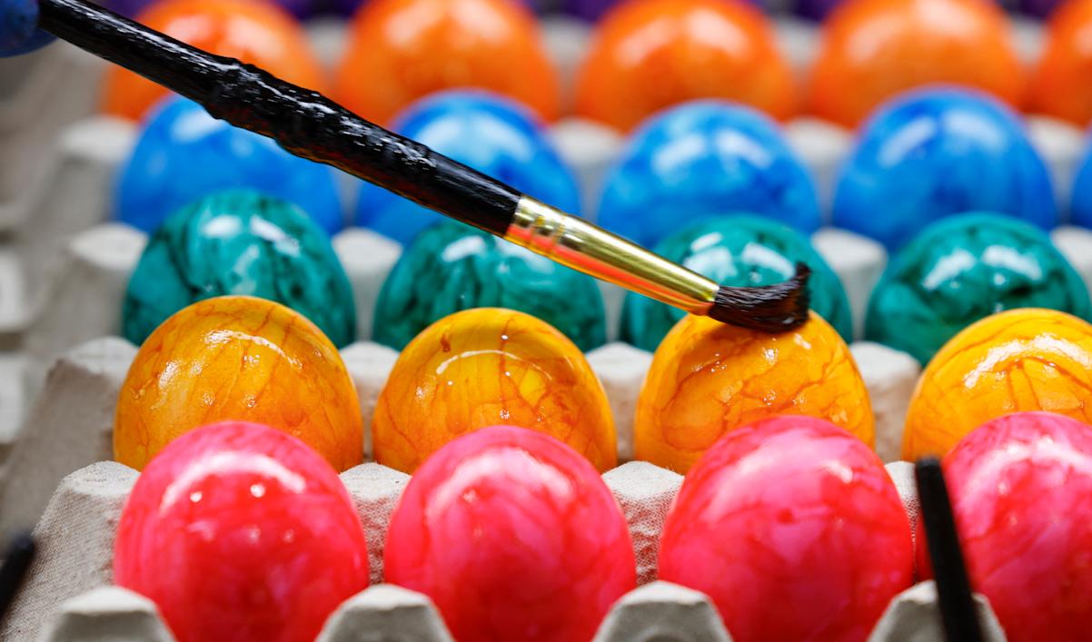 Eggs being painted for Easter