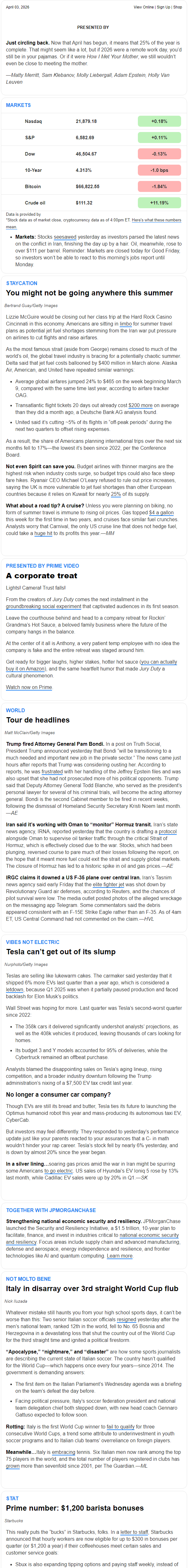 Newsletter preview: ☕ Staycation