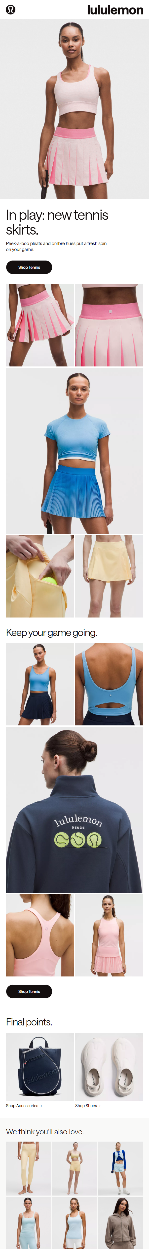 Newsletter preview: Get in the swing of new tennis skirts